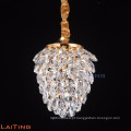 Design do cone do pinho novos produtos chineses k9 cristal pingente de ouro lustre de luz 71137